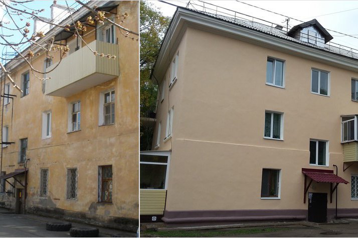 Дом на Красноармейской, 167, до и после капремонта.