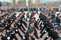В торжественном параде приняли участие ветераны афганской и чеченской войн, сотрудники полиции.