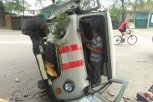 Водитель микроавтобуса Амурской авиабазы потерял управление и перевернулся